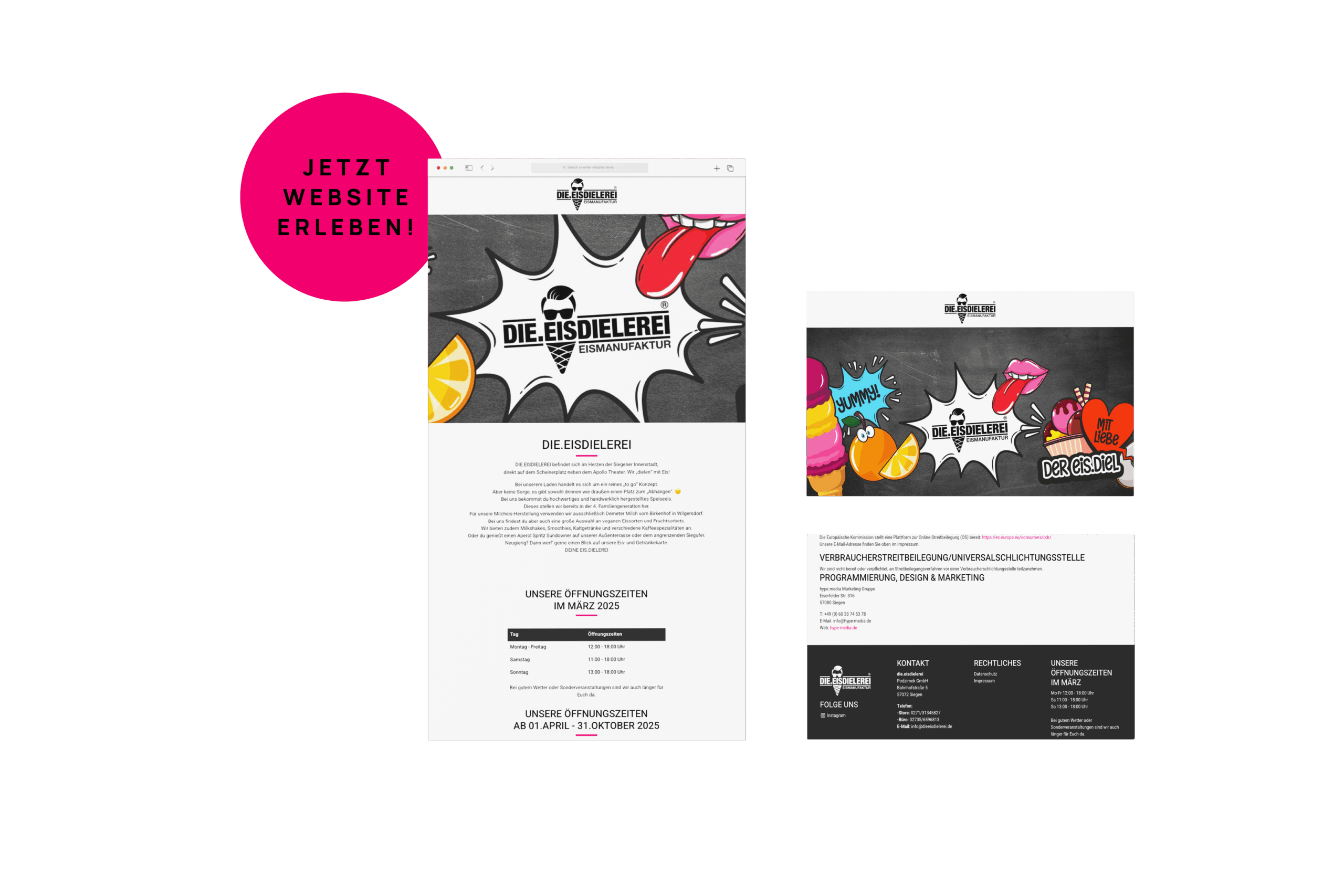 Die Eisdielerei &ndash; Webdesign Siegen: Website & Screendesign von der Digitalagentur hype.media